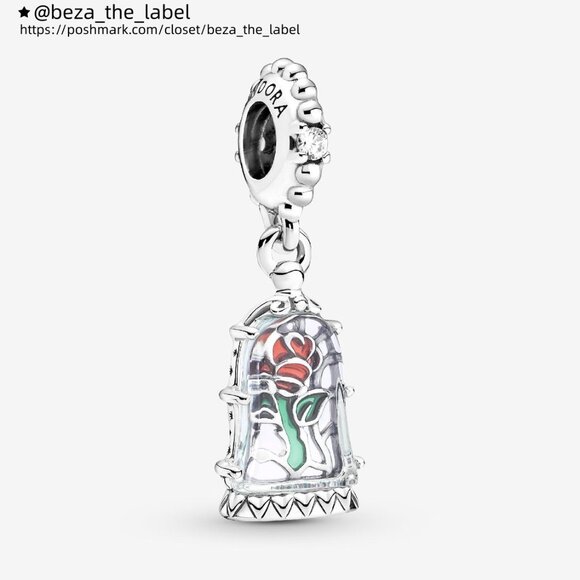 Pandora Disney Beauty and the Beast Enchanted Rose Dangle Charm - Picture 1 of 6